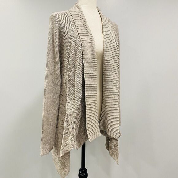 MATILDA JANE M Lets Get Away Crochet Cashmere Blend Open Cardigan Beige Boho - Picture 5 of 16